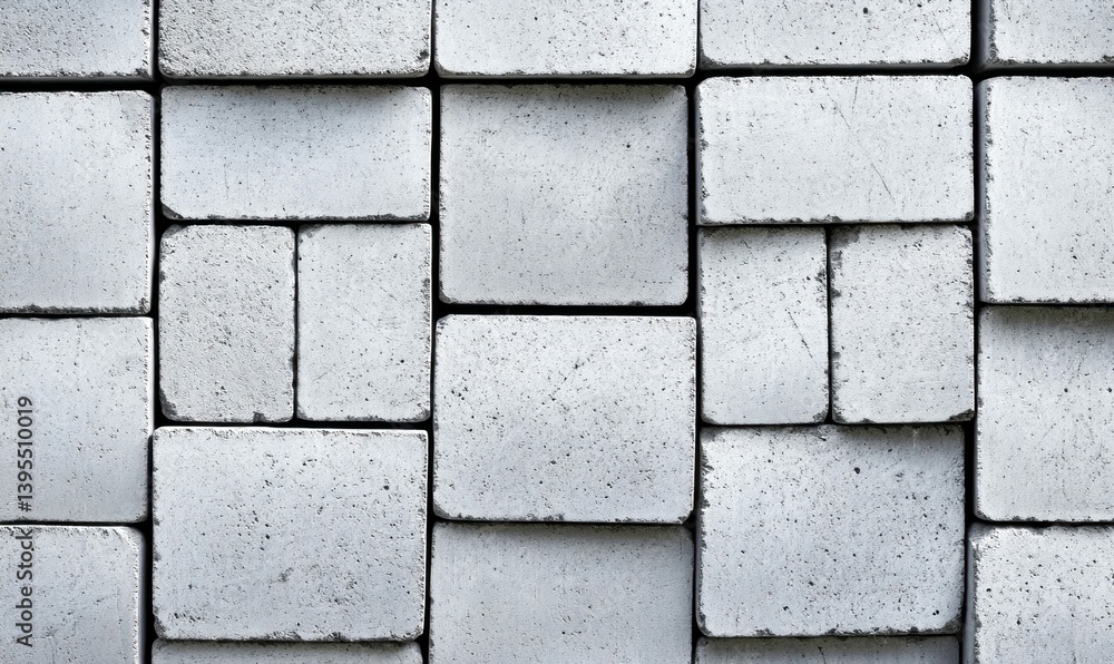 Poster a geometrically arranged concrete blocks creates a textured wall pattern and rough surface.