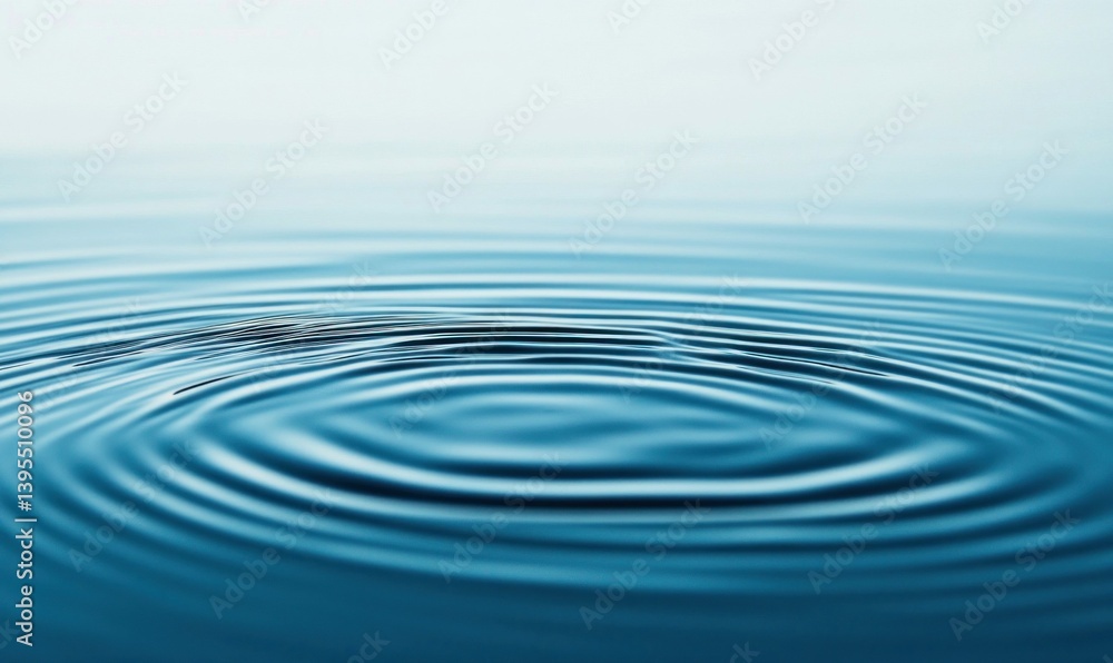 Poster mesmerizing ripples expanding on the blue water's surface create a calming and abstract pattern.
