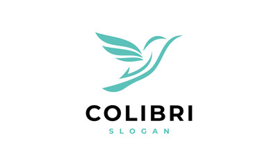 colibri logo vector icon illustration, hummingbird logo template