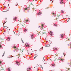 Abstract multicolor floral pattern, vintage flowers with abstract bright background for digital print and decoration. Allover Design, 