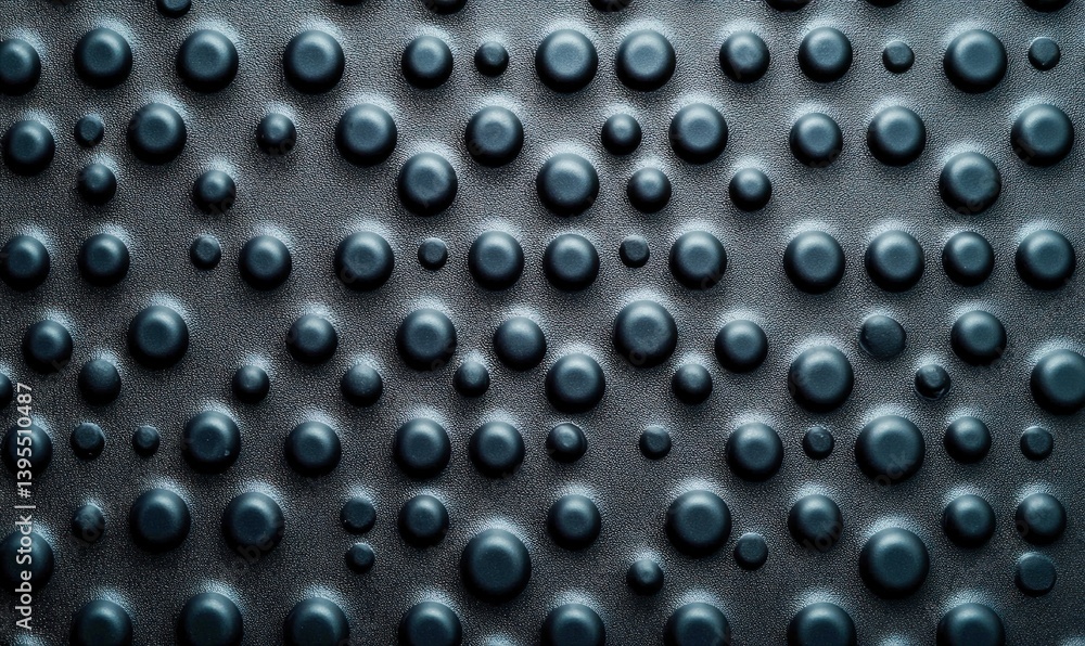 Poster detailed close-up of a dark gray textured surface with an array of raised, rounded dots pattern.