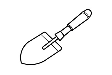 Garden Trowel Outline Isolated On White Background Simple Gardening Tool Illustration
