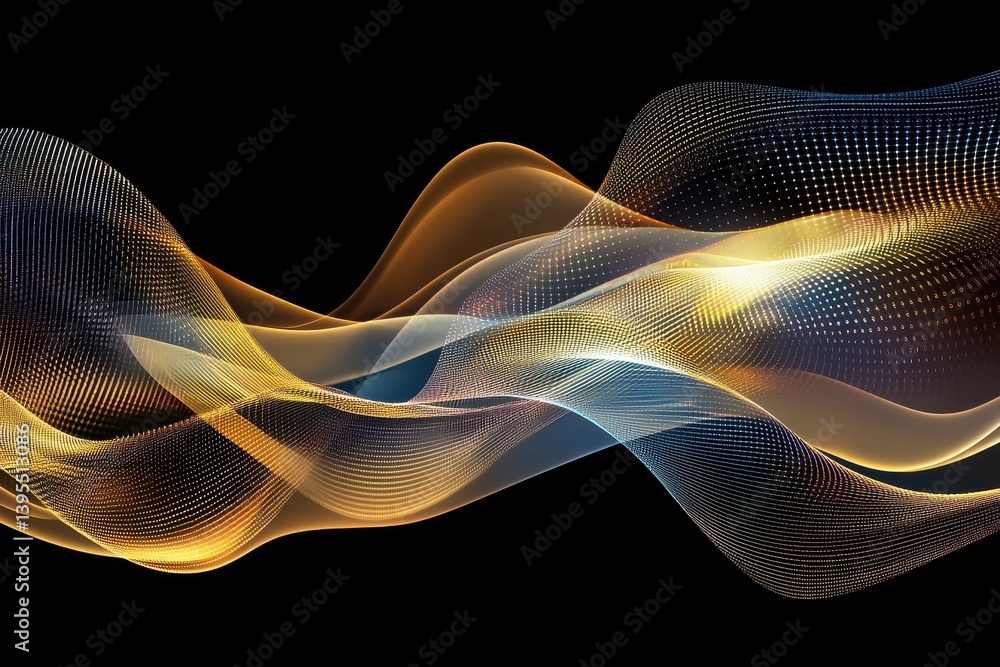 Wall mural abstract waves of light and color flowing in a dark background