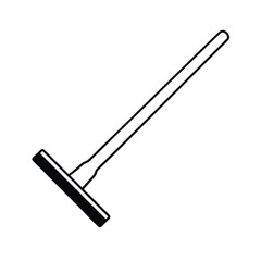 Simple Black and White Floor Cleaning Squeegee Icon Illustration