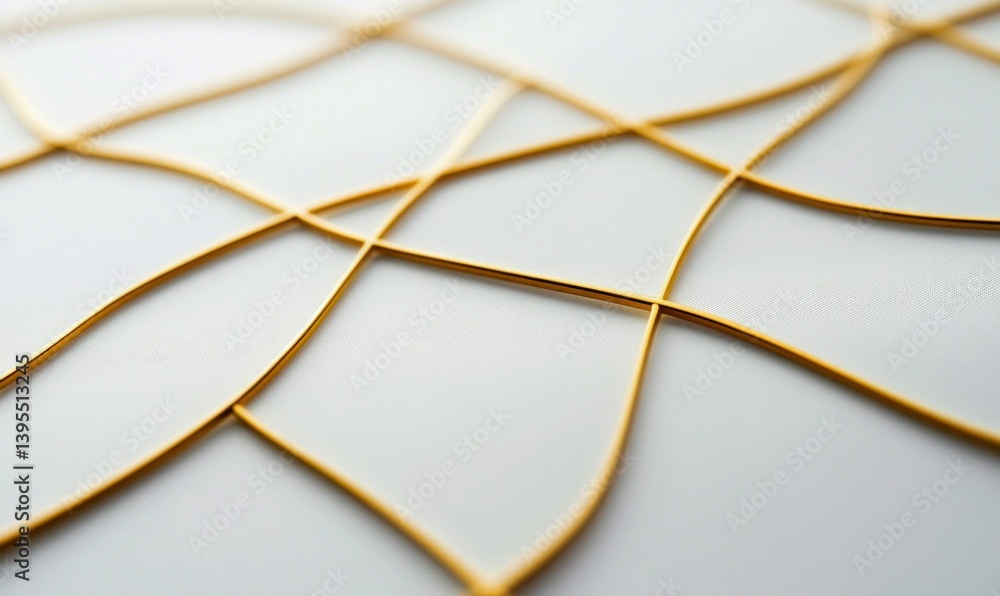 Poster elegant gold lines intersect on a white background, creating a minimalist abstract pattern.