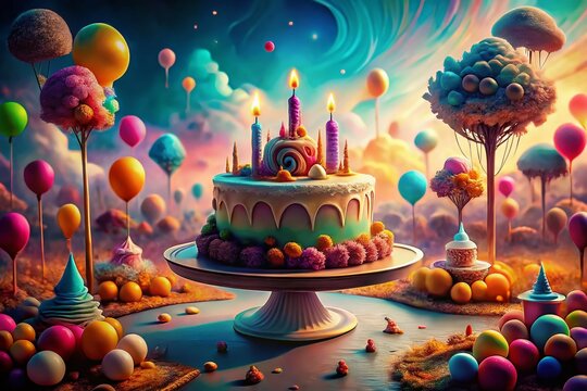 Surreal 37th Birthday Cake: Whimsical Floating Dessert
