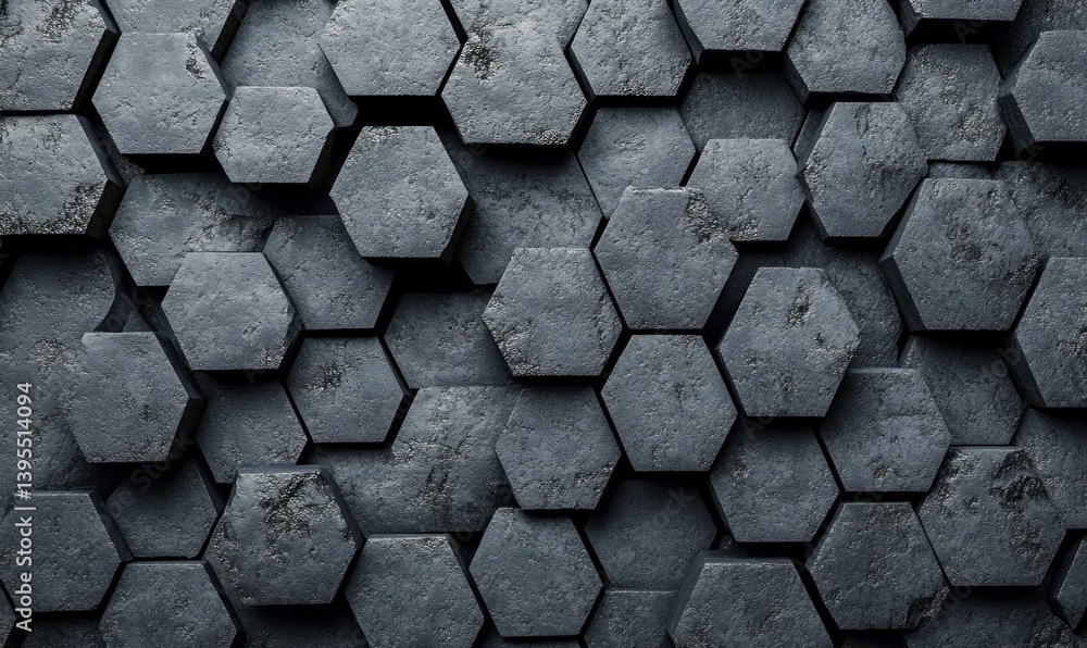 Aufkleber dynamic gray hexagonal pattern offers a textured, modern, and visually compelling background.