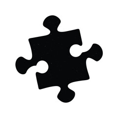 Single Black Puzzle Piece Isolated On White Background Concept Idea Solution