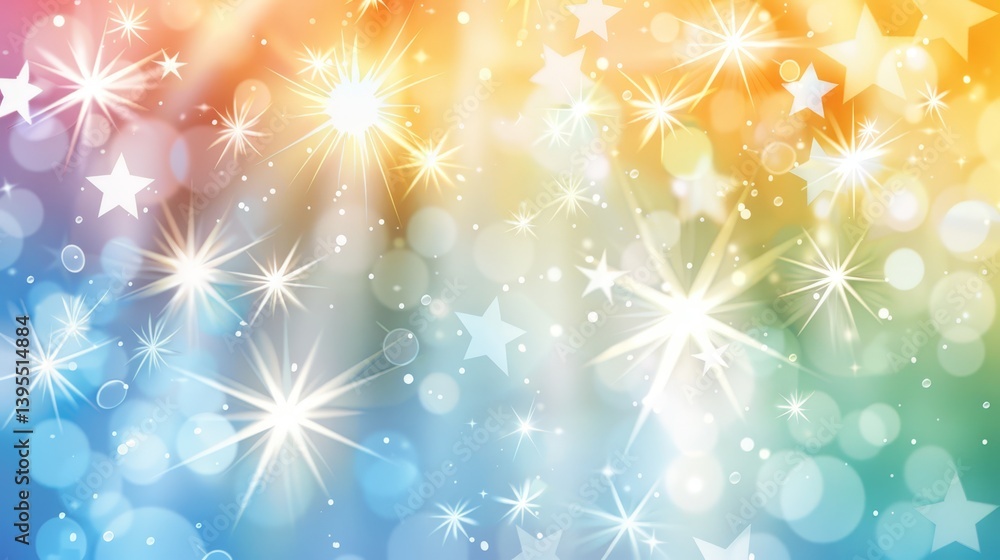 Poster dreamy abstract background with glowing stars and soft bokeh lights
