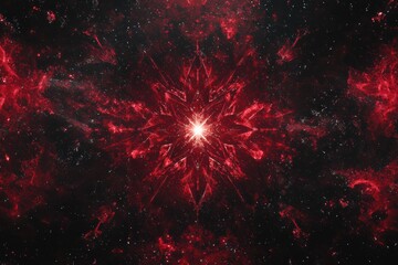 Stunning Abstract Cosmic Starburst in Vibrant Red and Black Background