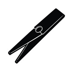 Black And White Vector Illustration Of A Clothes Peg Isolated On White