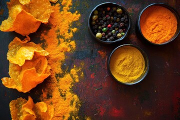 Delicious Pakoras: A Closeup of Colorful Indian Snacks with Vegetables and Spices, Perfect for Dipping