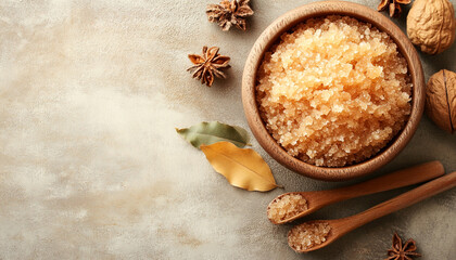 Natural body scrub as background top view