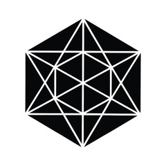 Geometric Star Tetrahedron Black Shape Sacred Geometry Symbol Mystical Icon Vector