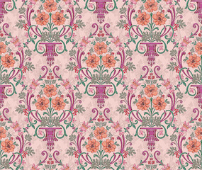 Sweet flower watercolor seamless pattern. Soft pastel colors watercolor seamless pattern for beauty products or other. Pattern With Tender Flowers and Thin Branches. Floral Print
