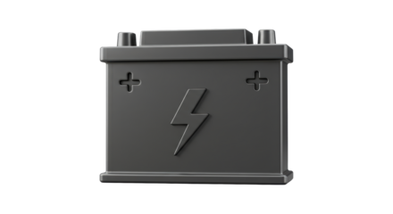Isolated Car Battery with Lightning Symbol