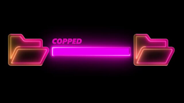 File copying and pasting concept. isolated on, the black, background File transfer computer folder to folder animation 