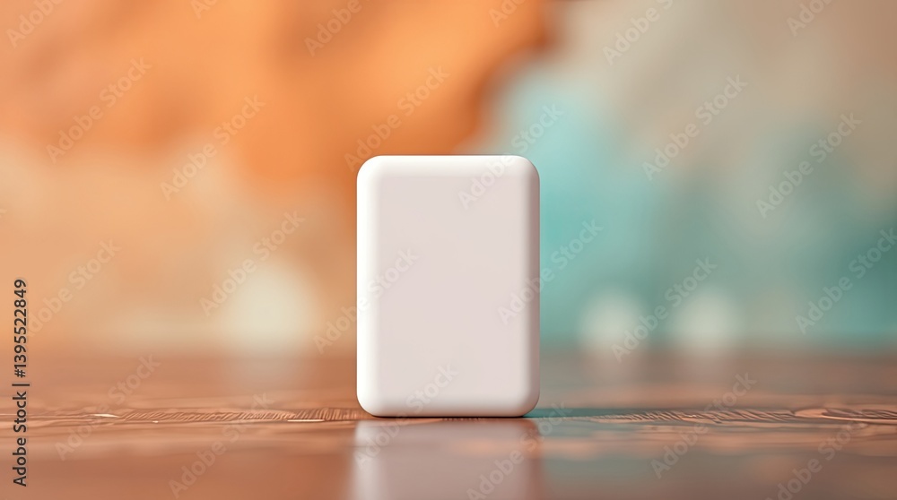 Aufkleber a white rectangular object resting on a wooden surface
