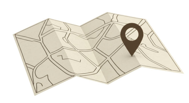 Isolated Folded Map with Location Pin