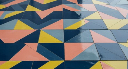 Colorful geometric patterned floor tiles