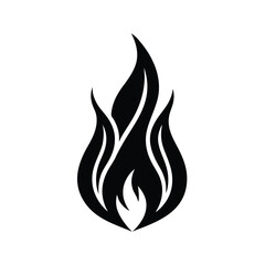 Stylized Black Flame Icon, Fire Symbol, Burning Design, Heat Graphic