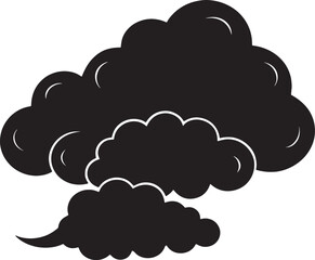 A set of clouds illustration in the sky in black silhouette.