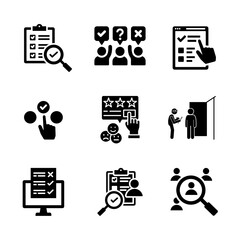 icon set Survey Line Icon Set contains Rating, Questions, Thumbs Up, Surveyor, Questionnaire, Testimonials, Customer Reviews,