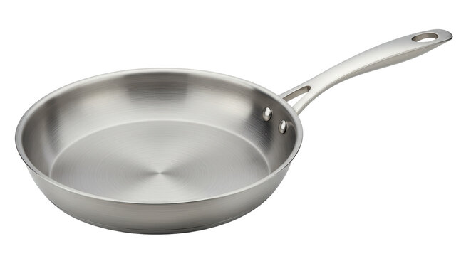 Isolated stainless steel frying pan