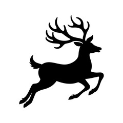 Flying Reindeer Silhouette vector illustration