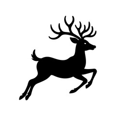 Flying Reindeer Silhouette vector illustration