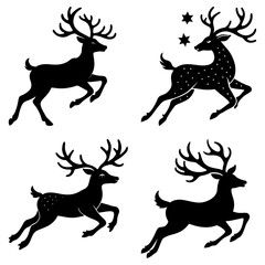 Flying Reindeer Silhouette vector illustration
