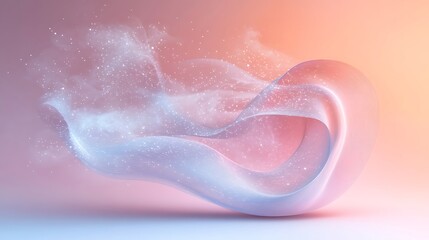 Obraz premium A delicate, swirling abstract form of pastel hues with shimmering particles.