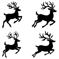 Flying Reindeer Silhouette vector illustration