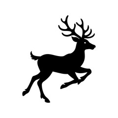 Flying Reindeer Silhouette vector illustration
