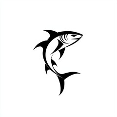 Abstract Tribal Shark Illustration on White Background