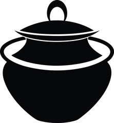 pot black and white silhouette vector design