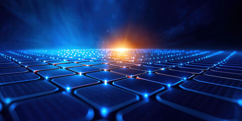 Obraz premium stunning view of solar panels reflecting light earth day, showcasing innovation