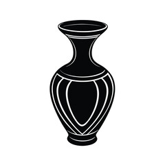Elegant Black Vase Decorative Pottery Ancient Greek Style Vessel