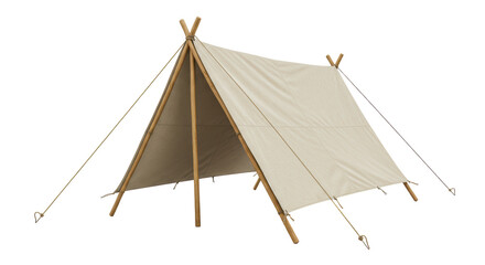 Isolated Tent made of Wood and Fabric