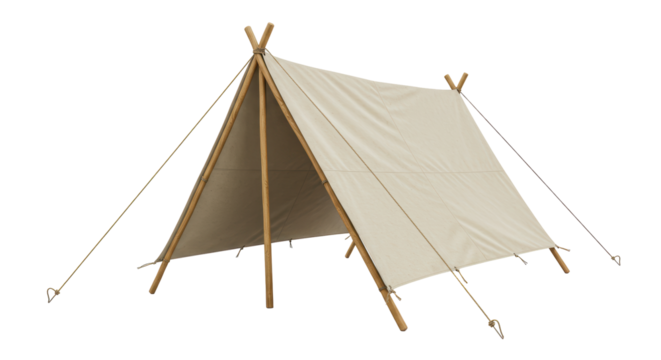 Isolated Tent made of Wood and Fabric