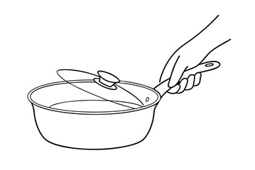 Hand lifting saucepan lid, cooking, kitchenware, culinary, food prep