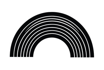 Obraz premium Abstract Black and White Striped Rainbow Arc Design Graphic