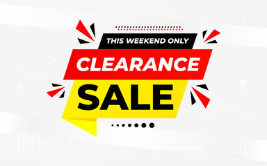Naklejka premium Clearance sale super offer sale banner template. stock clearance background. stock out banner template design for web or social media, Sale special offer. abstract vector design.