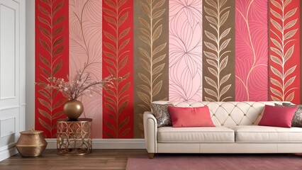 simple mix contrast wallpaper with  sofa and one decoration piece 