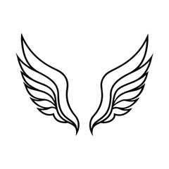 Elegant Black Outline Wings Symbol of Freedom, Flight, and Power