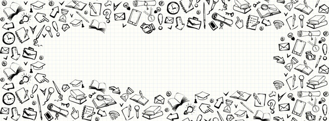 Vector background. Pattern of various icons