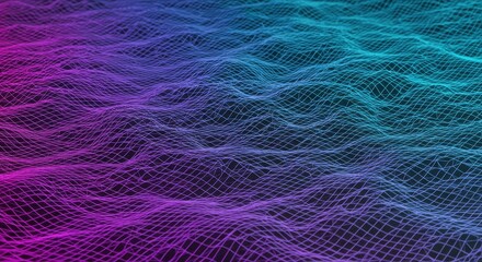 Fototapeta premium Abstract digital waves in vibrant purple and teal hues creating a dynamic visual effect