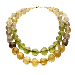 Obraz premium Two-strand necklace with green and yellow gemstones
