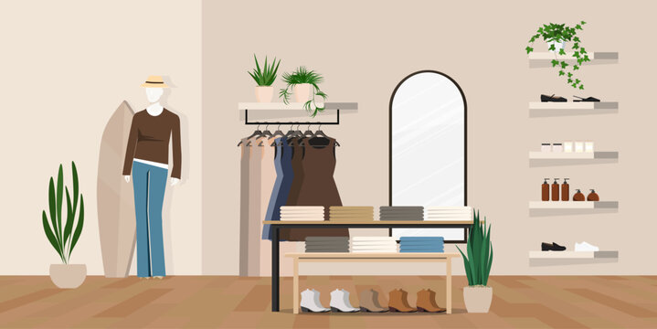 Modern and fashion clothes shop.