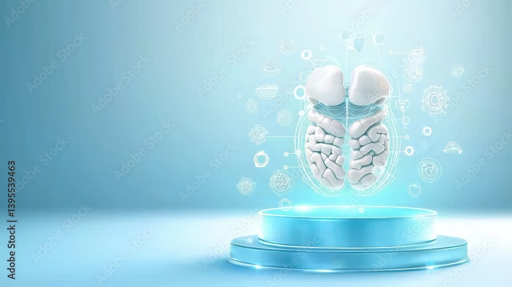 Poster educational visualization of brain functions virtual laboratory infographic digital environment 3d p